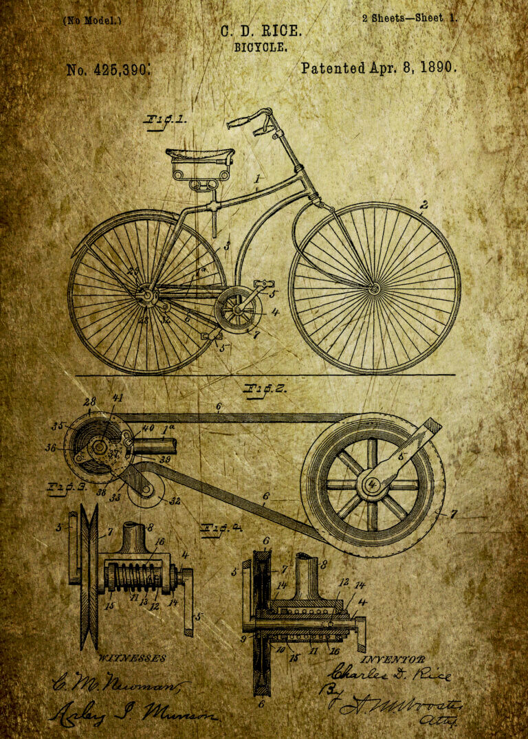 פטנט על אופניים משנת 1890. המחשה: depositphotos.com