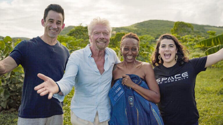 Richard Branson, CEO of Virgin Galactic and representatives of the associations arrived at the home of the winner, Kisha Shaf. PR photo, Virgin Galactic,