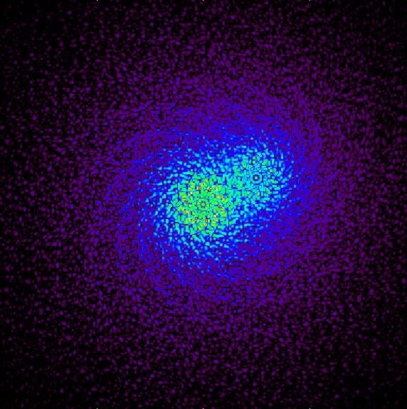 מבט בהדמיה של מה שהטלסקופ של טולימן הצליח לראות מהכוכב הבינארי אלפא קנטאורי דרך האישון הדיפרקטיבי שלו. קרדיט: Peter Tuthill/University of Sydney