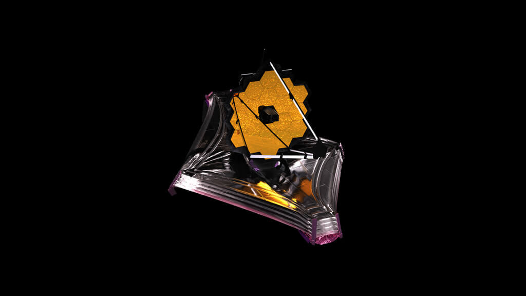טלסקופ החלל ג'יימס ווב בהדמיה של תהליך הפריסה. איור: נאס"א