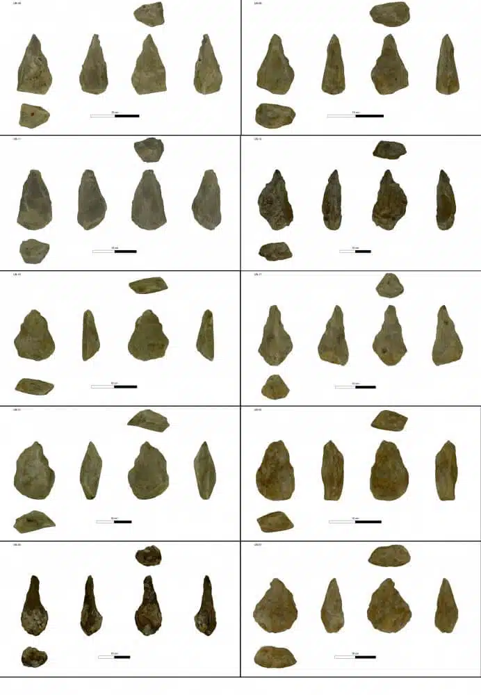 أدوات تقطيع كبيرة منحوتة على الصوان والبازلت، تم العثور عليها في عوفاديا، مصدر الصورة: غادي هرتزلنجر