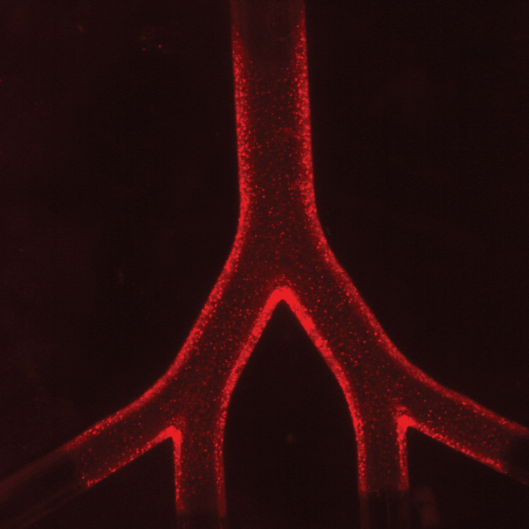המודל התלת-ממדי המלא עם שכבת האפיתל הצבועה באדום (צבען ממברנלי לתאים).