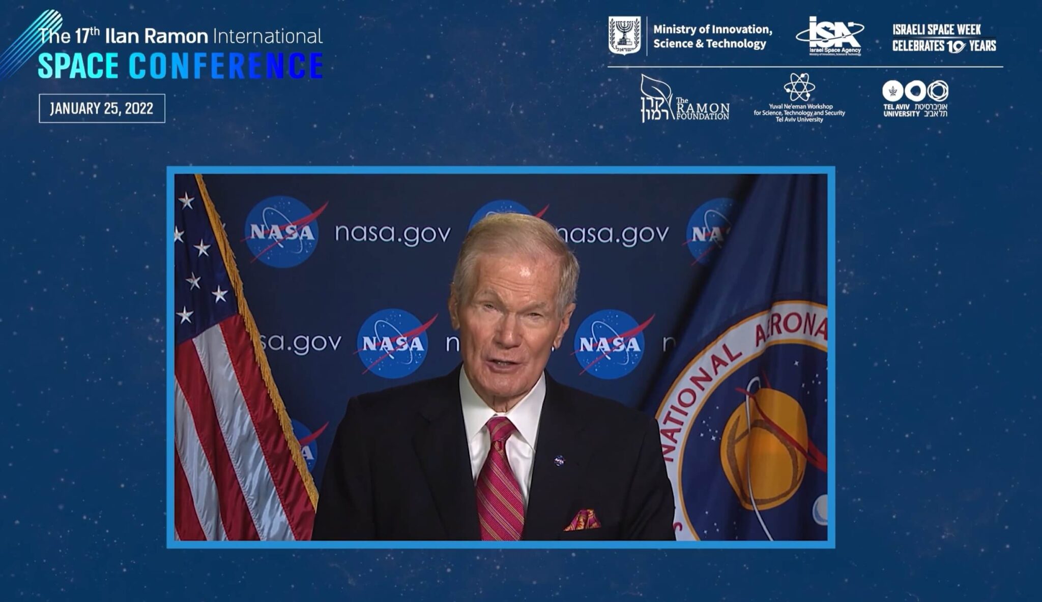 The head of NASA in a speech delivered at the 17th Renon conference, January 2022. The conference was held online.