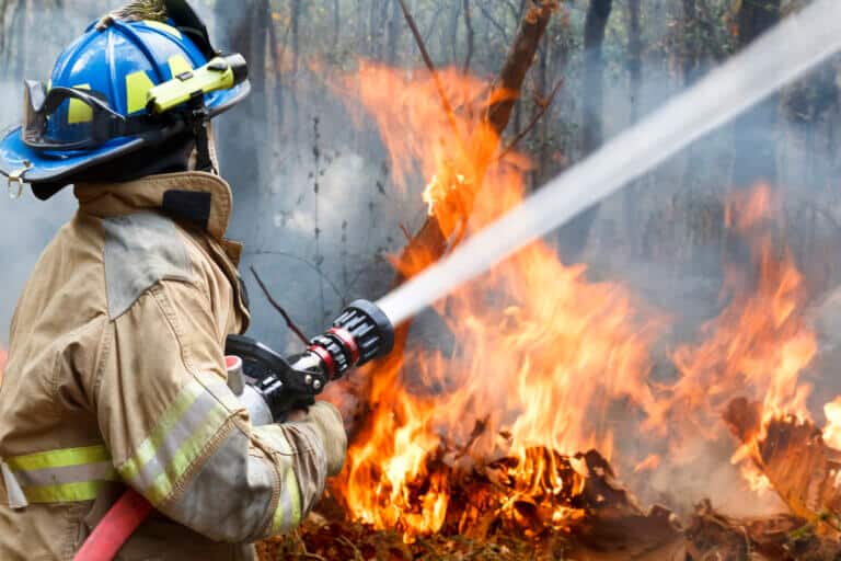A firefighter fights a forest fire. Illustration: depositphotos.com