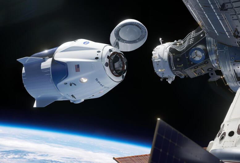 באיור הזה, חללית SpaceX Crew Dragon מתקרבת לתחנת החלל הבינ"ל לעגינה. צוות ה-Ax-1 יטוס ב-SpaceX Crew Dragon Endeavour. קרדיט: NASA/SpaceX