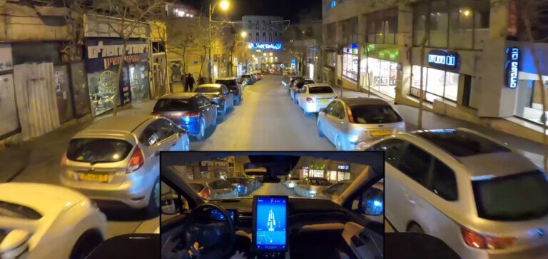 An autonomous Mobileye taxi navigates the streets of Jerusalem. Screenshot, Mobileye