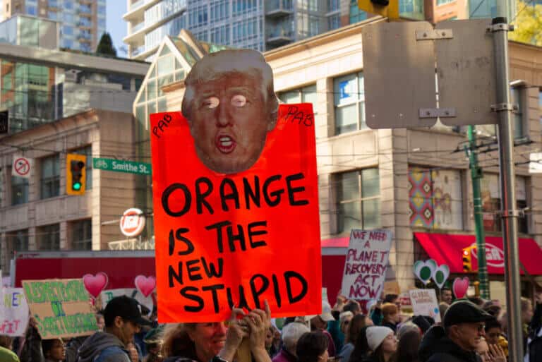 Climate demonstration in Vancouver, Canada, September 2019. The sign mocks the then US President Donald Trump for his ignorance in the fields of science in general and the environment in particular. Illustration: depositphotos.com