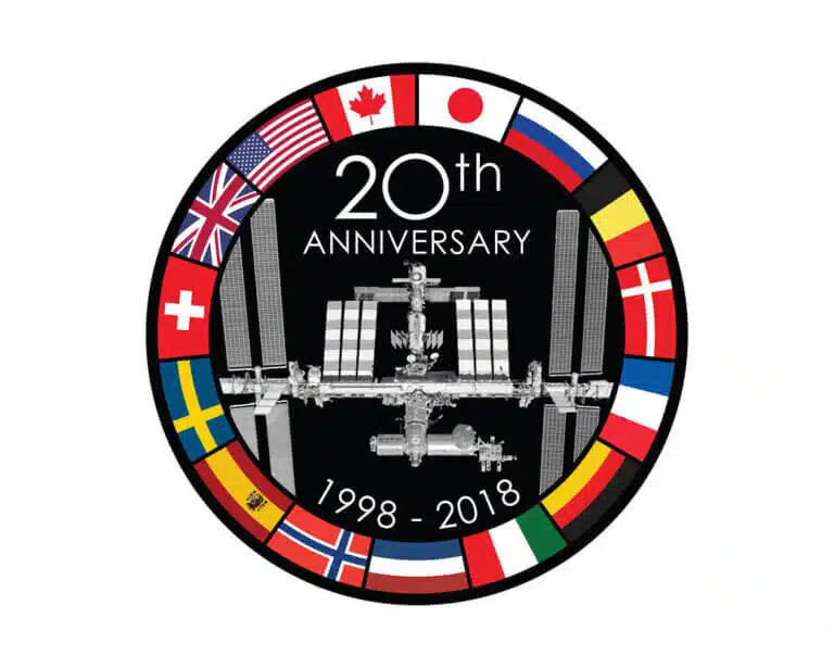 A banner produced on the occasion of 20 consecutive years of manning the International Space Station in 2018. Photo: NASA