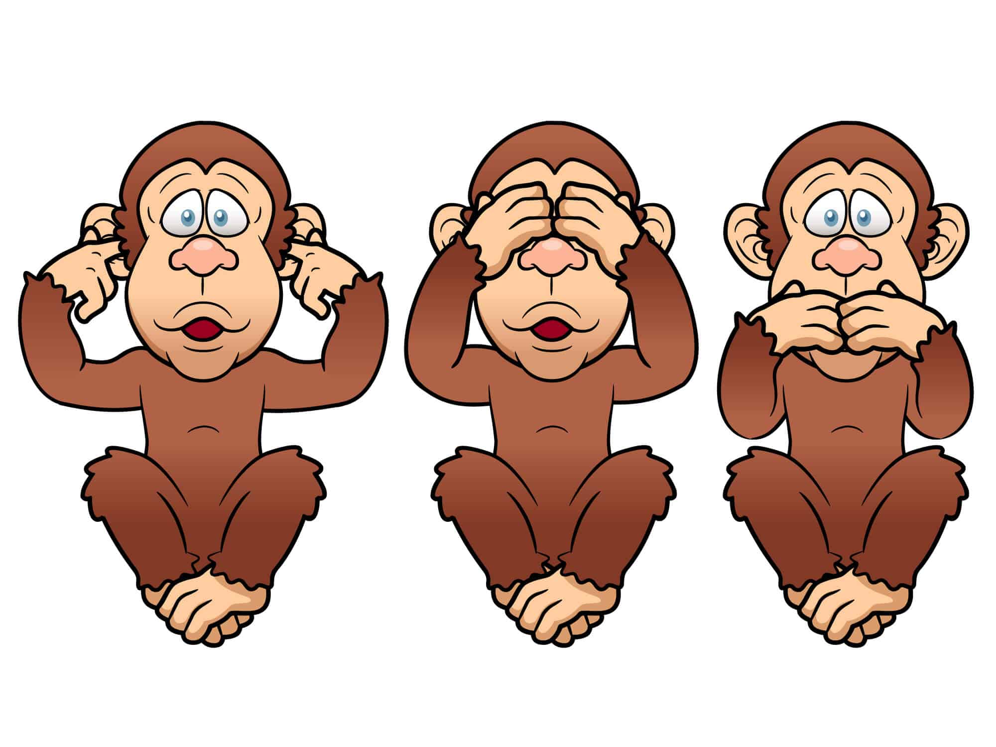 שלושת הקופים - המחשה לתהליך ההטפשה. <a href="https://depositphotos.com. ">איור: depositphotos.com</a>