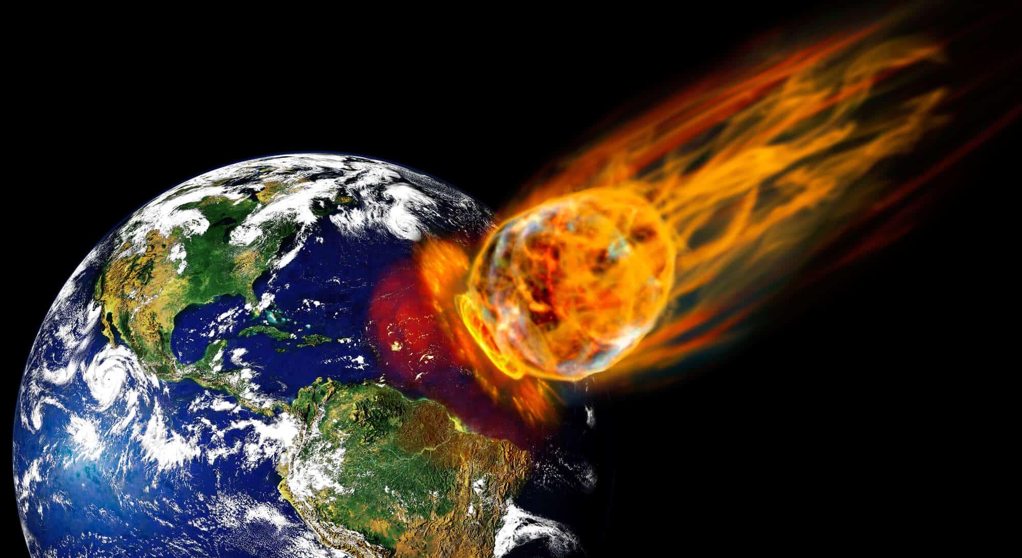 An asteroid hitting the Earth, the most famous illustration of catastrophe, but the real catastrophe comes from human hands. Image: depositphotos.com