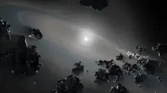 איור אמן מראה כוכב ננס לבן שואב שברים מעצמים מנופצים במערכת פלנטרית. קרדיט: NASA, ESA, Joseph Olmsted (STScI)
