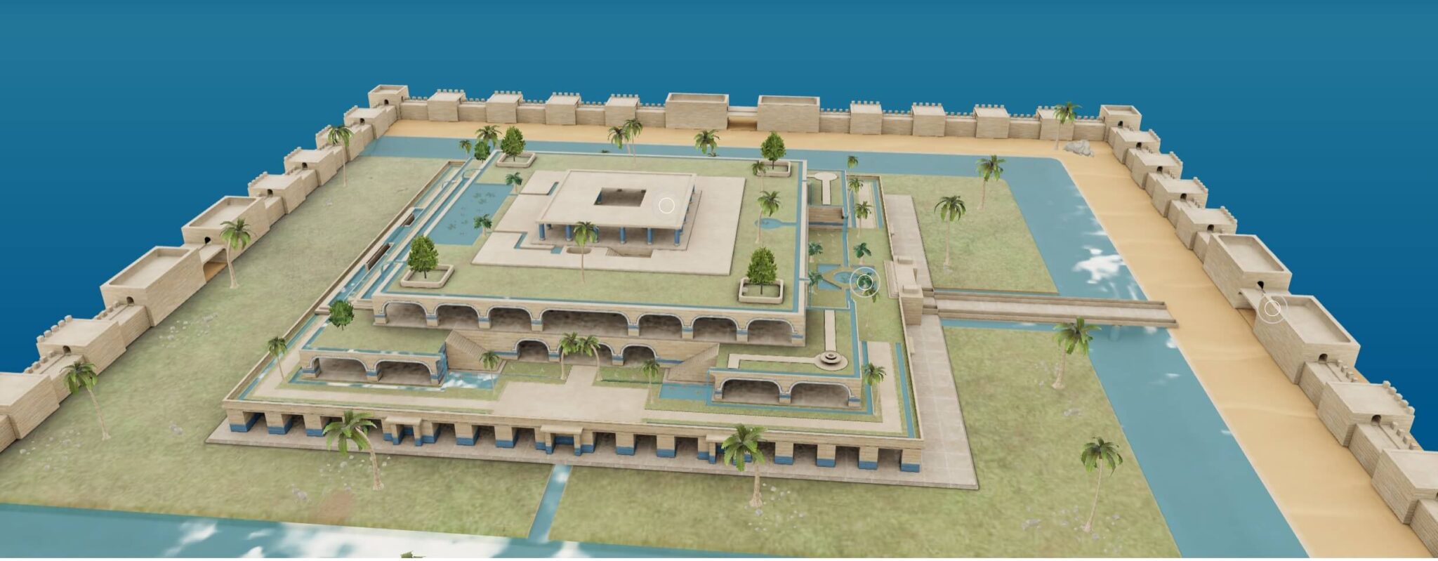 A virtual recreation of the Hanging Gardens of Babylon. Screenshot from Dassault Systèmes' XNUMXD project