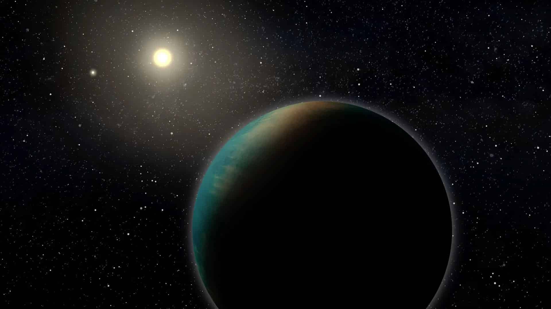 עיבוד אמנותי של האקסו-פלנטה TOI-1452 b, כוכב לכת קטן שעשוי להיות מכוסה כולו באוקיינוס עמוק. קרדיט: בנואה גוג'ון, אוניברסיטת מונטריאול