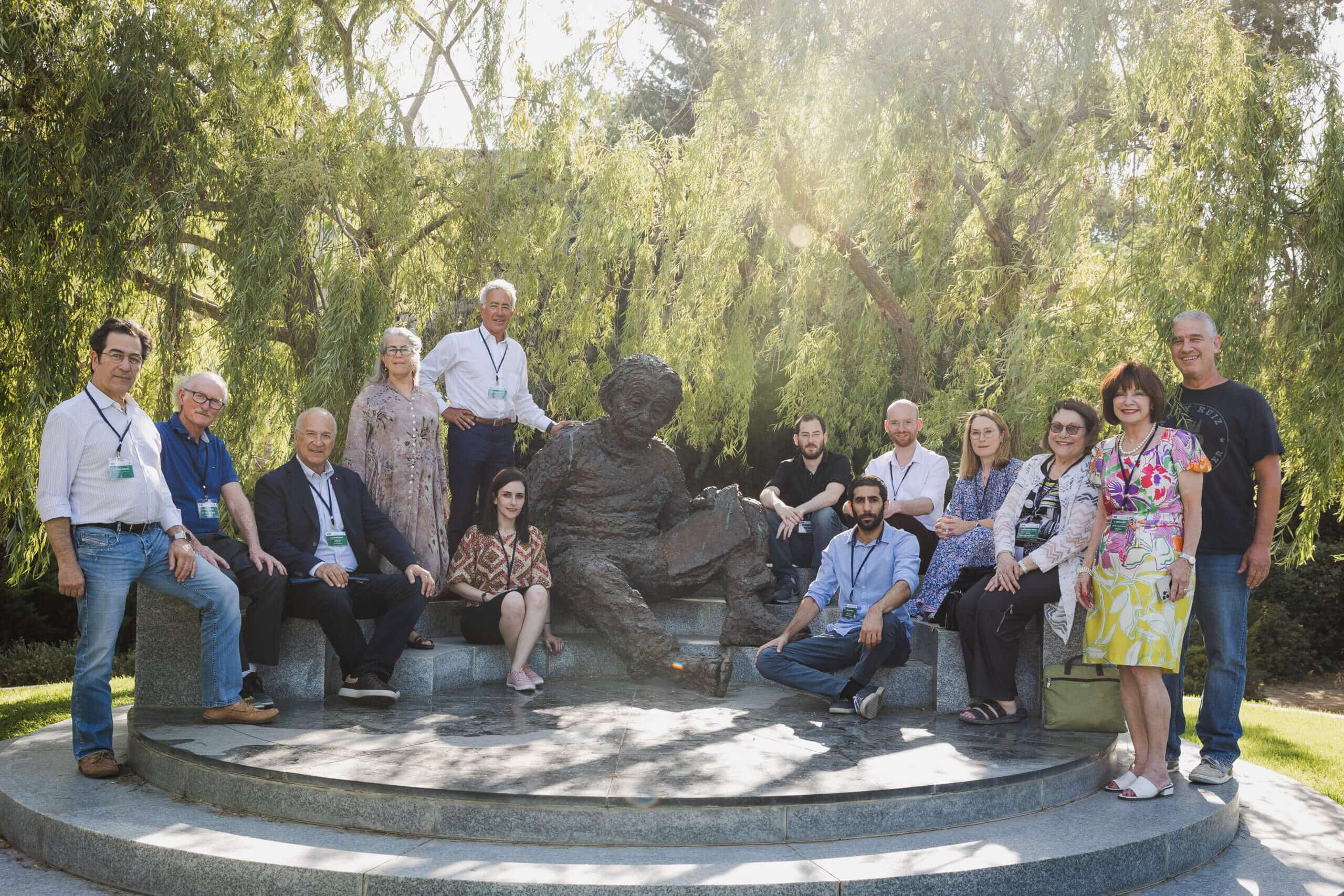 In the photo, from right to left: Prof. Noam Sobel, the guest lecturer; Bat-Sheva Shur, director of the scholarship program; Prof. Hermona Sorek, member of the Academy Committee for the Adams Scholarship Program; Mrs. Margaret Adams; Omar Grenk; Nitzan Ephraimian; Mr. Sylvan Adams; Ms. Linda Adams-Troy; Prof. David Harel, President of the Academy; Prof. Moshe Oren, Chairman of the Academy Committee for the Adams Scholarship Program; Dr. Julian Adams; Sitting in front: Matan Eilat; Aliana Shteinberg. Shir Cohen and Amir Borshtin are missing. (Photo: Courtesy of the Israel National Academy of Sciences).