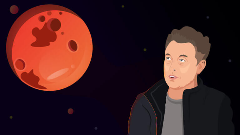 Elon Musk and his vision of manned flight to Mars. Image: depositphotos.com