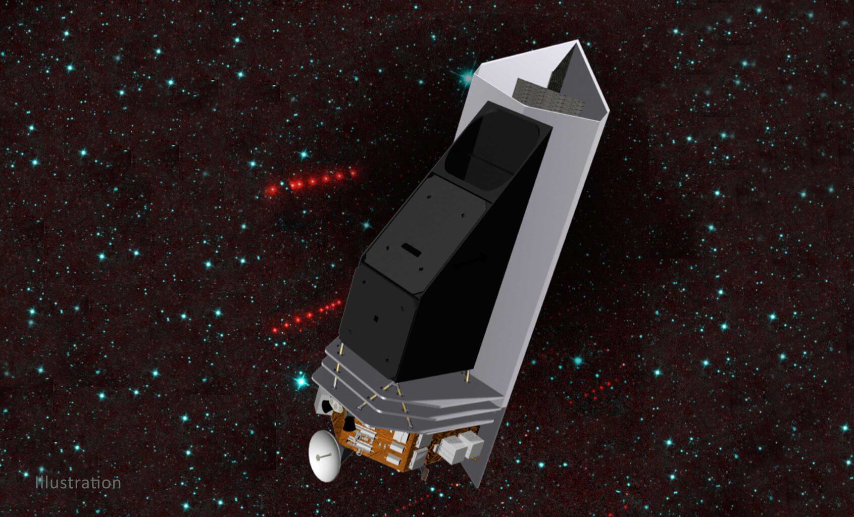 The NEO Surveyor spacecraft. She will have no blind spots. NASA/JPL/University of Arizona