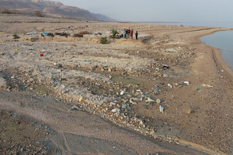 Garbage at the mouth of the Kidron River in the Dead Sea. Photo: Dr. Gur Mizrahi, University of Haifa