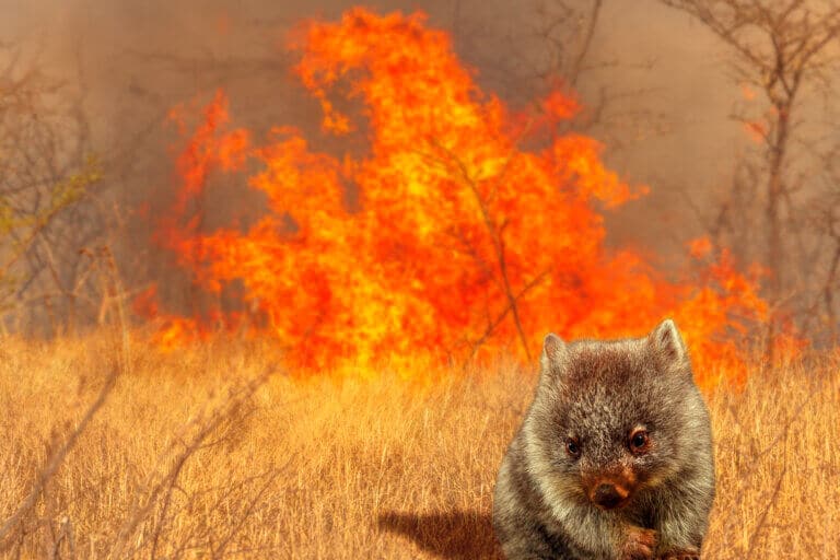 A wombat survives a forest fire in Australia. Illustration: depositphotos.com