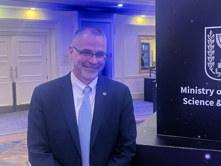 Jim Frey, NASA's associate director for exploration systems development (manned flights), at the 18th Ilan Ramon conference in Tel Aviv. Photo: Avi Blizovsky