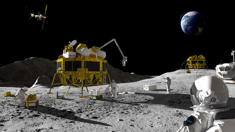 An artist's impression of lunar exploration. Credit: ESA–ATG