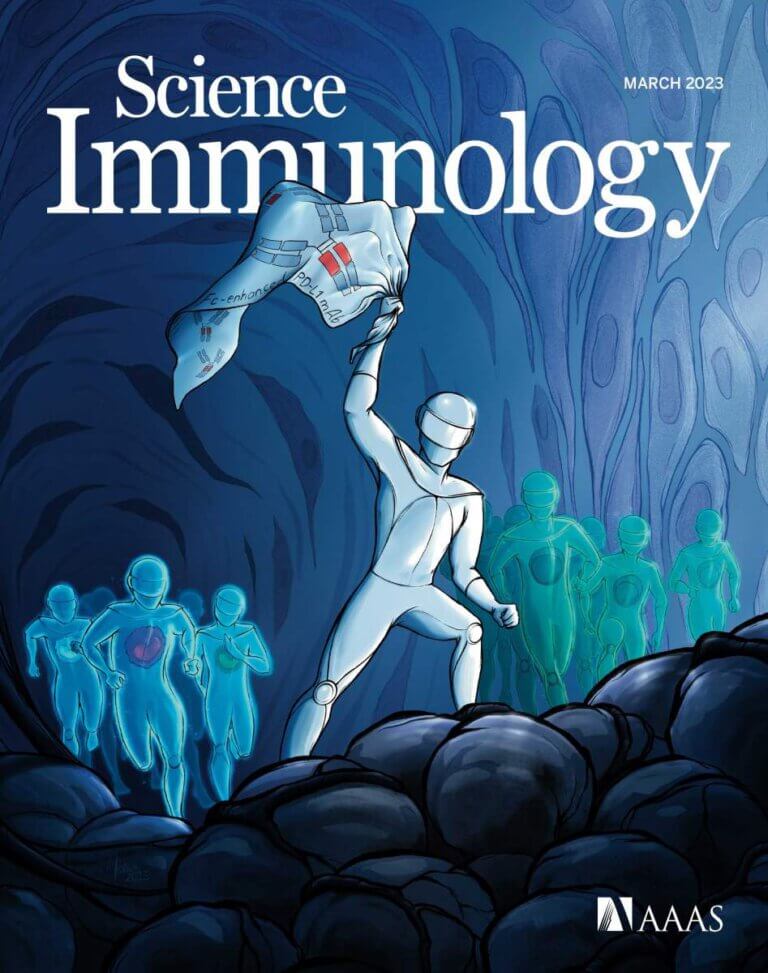 The study was selected to appear on the cover of the March 2023 issue of the scientific journal Science Immunology