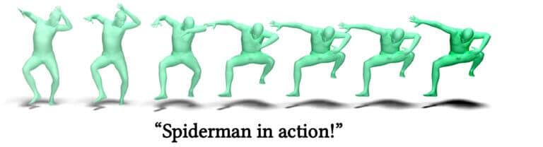 Images from the neuron network developed by the researchers, which knows how to animate Spider-Man, knows the famous movement of the sprinter Usain Bolt and the ballet "Swan Lake" without learning about them directly. Courtesy of the researchers
