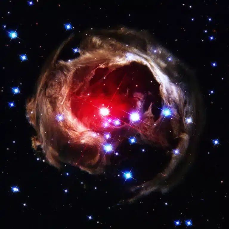 V838 Monocerotis כוכב משתנה אדום בקבוצת מונוקרוס. המחשה: depositphotos.com