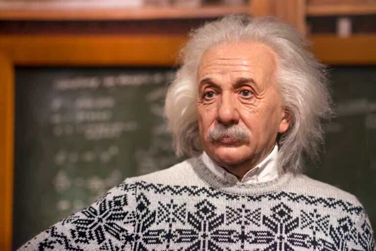 Photograph of Prof. Albert Einstein in New Jersey, 1947, hand-colored in 2022. Illustration: depositphotos.com