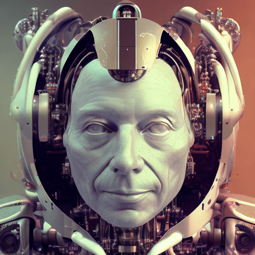 Robot scientist. Illustration using artificial intelligence software. Definitions: Avi Blizovsky