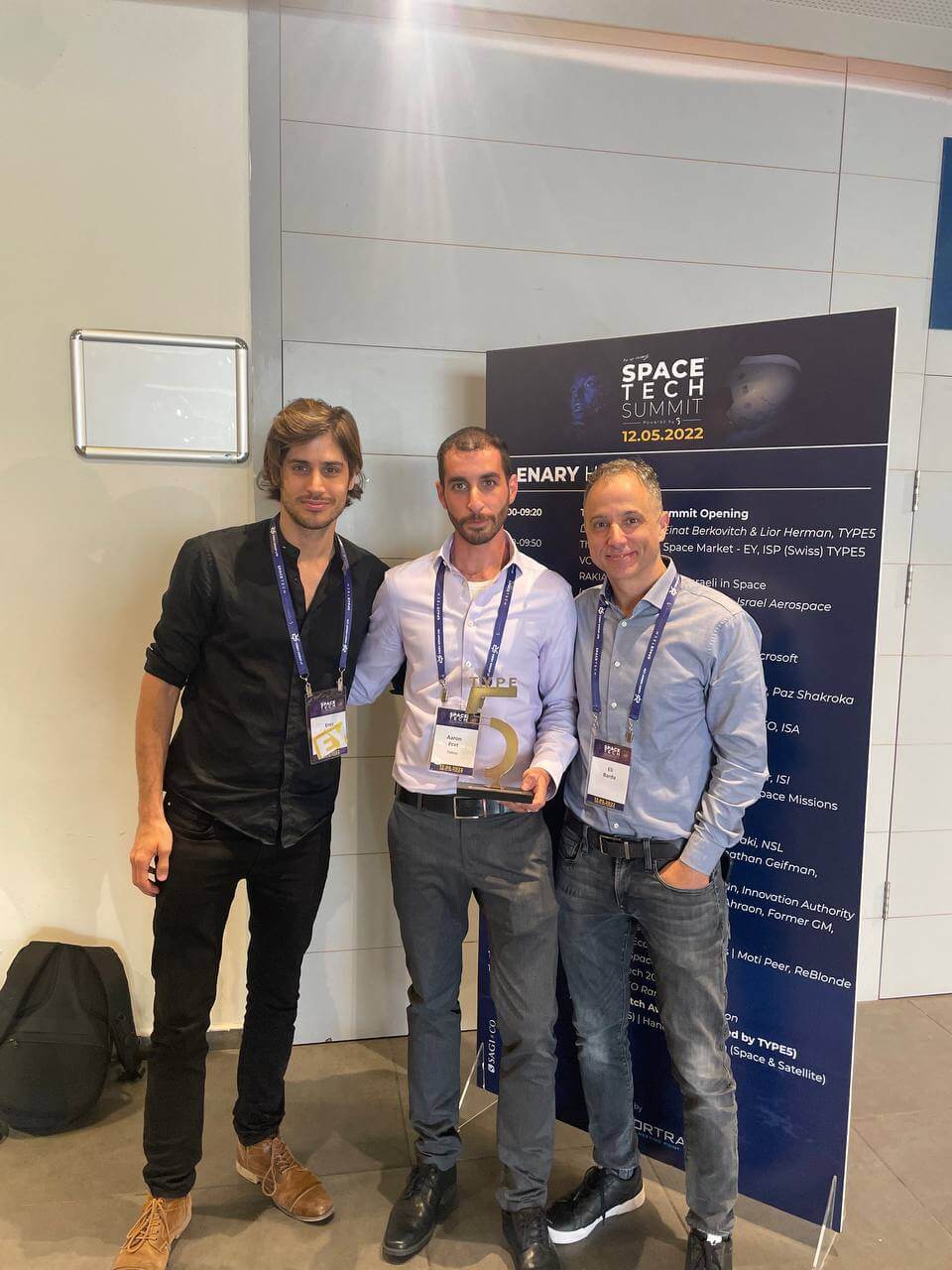 From left to right: Erez Bader, Space Manager EY Silicon Valley, Aharon Perat Menchal and the founder of the Tahiro Space Company, Eli Barda, Partner at EY Israel and Director of the Space Sector