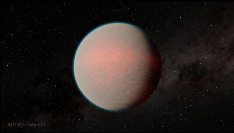 הדמיית אמן של הפלנטה GJ 1214 b. קרדיט: NASA/JPL-Caltech/R. Hurt (IPAC)