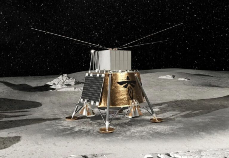 Artist's illustration of the LuSEE-Night radio telescope on the Moon. (credit: NASA/Tricia Talbert)