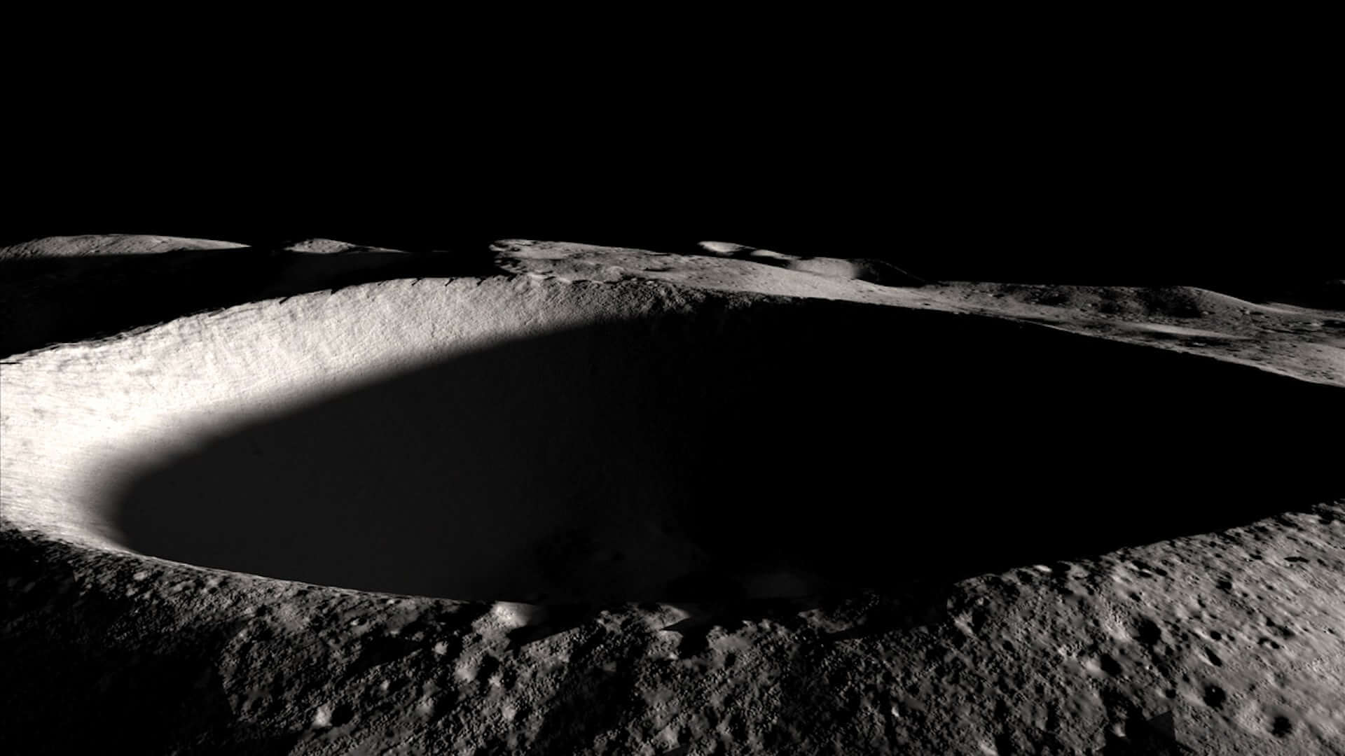 Permanently shadowed craters at the lunar poles could eventually host infrared telescopes. Rock / ASU / NASA