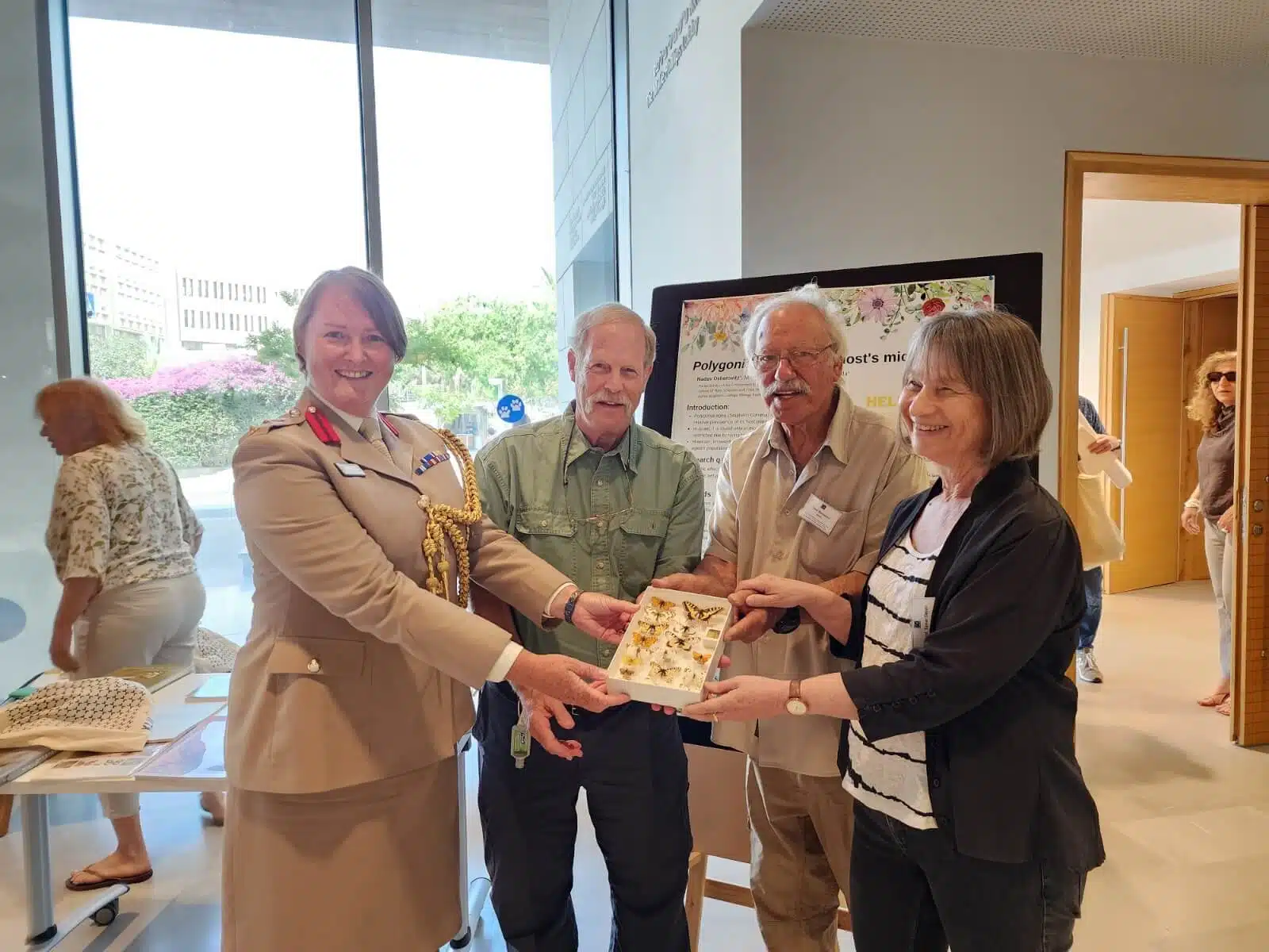 Donation of a box of Tristram butterflies to the Steinhart Museum of Nature at Tel Aviv University. Public relations photo
