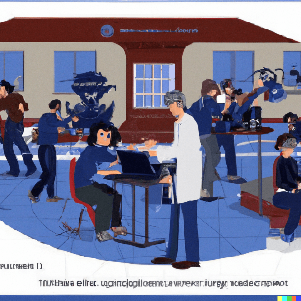 Artificial intelligence research in the laboratory. Figure using DALEE 2
