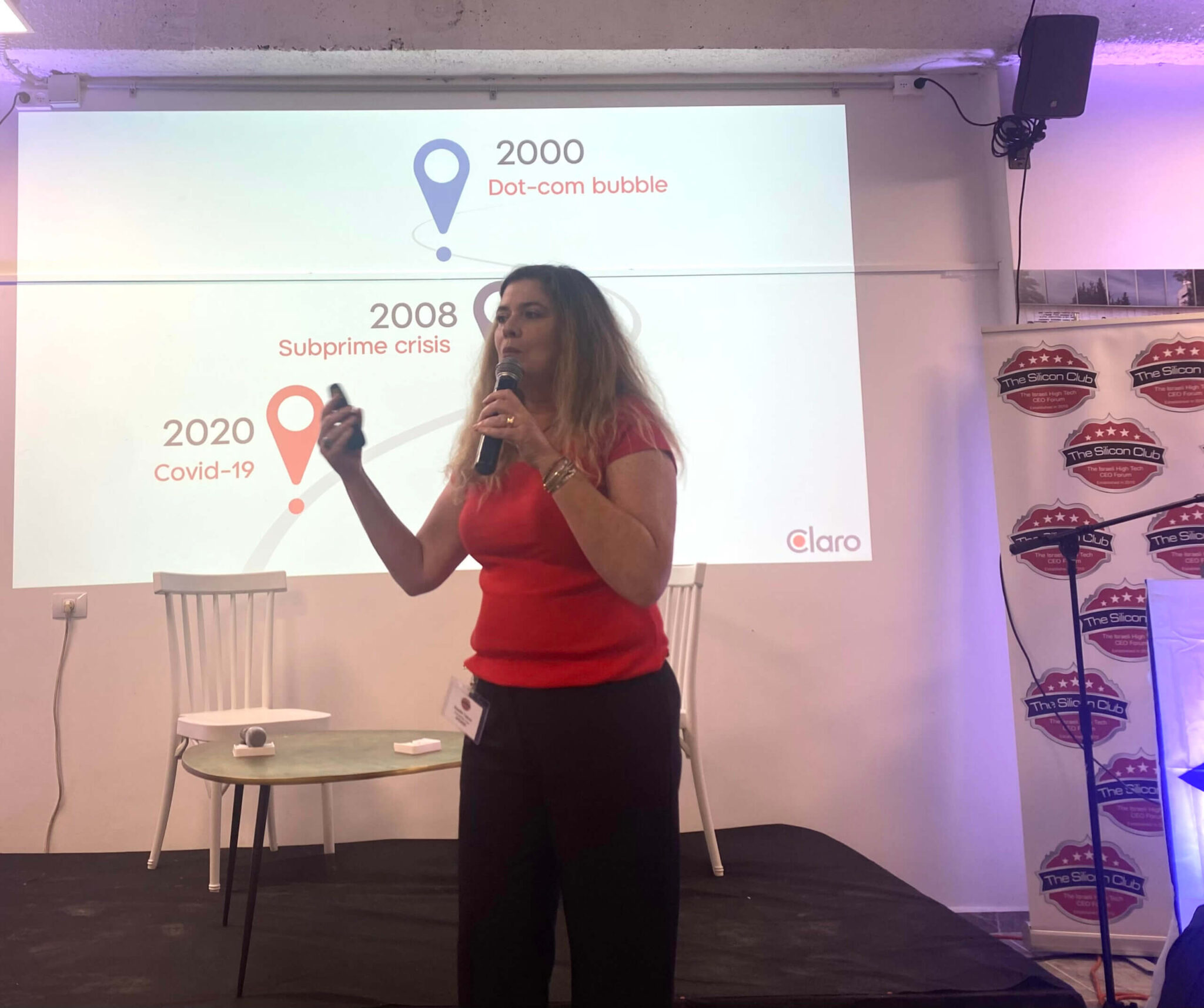 Samdar Tadmor, CEO of Claro at the Silicon Club conference held in July 2023 at the DTEC center in Isfaya. Photo: Ayelet Gerdman