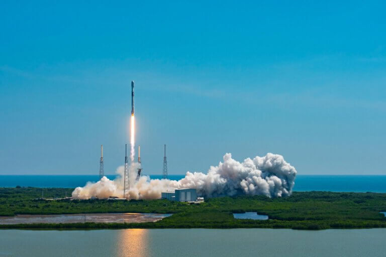 On July 1, 2023, the Euclid spacecraft was successfully launched aboard Space-X's Falcon 9 rocket. Its purpose is to explore the mysterious components of the universe, dark matter and dark energy. Credit: Credit: SpaceX