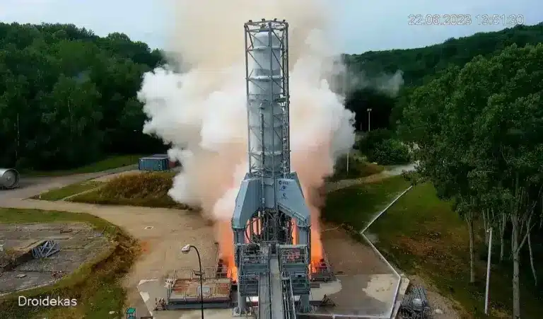 Prometheus full ignition, Arianegroup's test center in Vernon, France. Credit: ArianeGroup