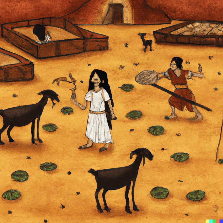 A scene demonstrating what the Neolithic period looked like. Created using Dali 2