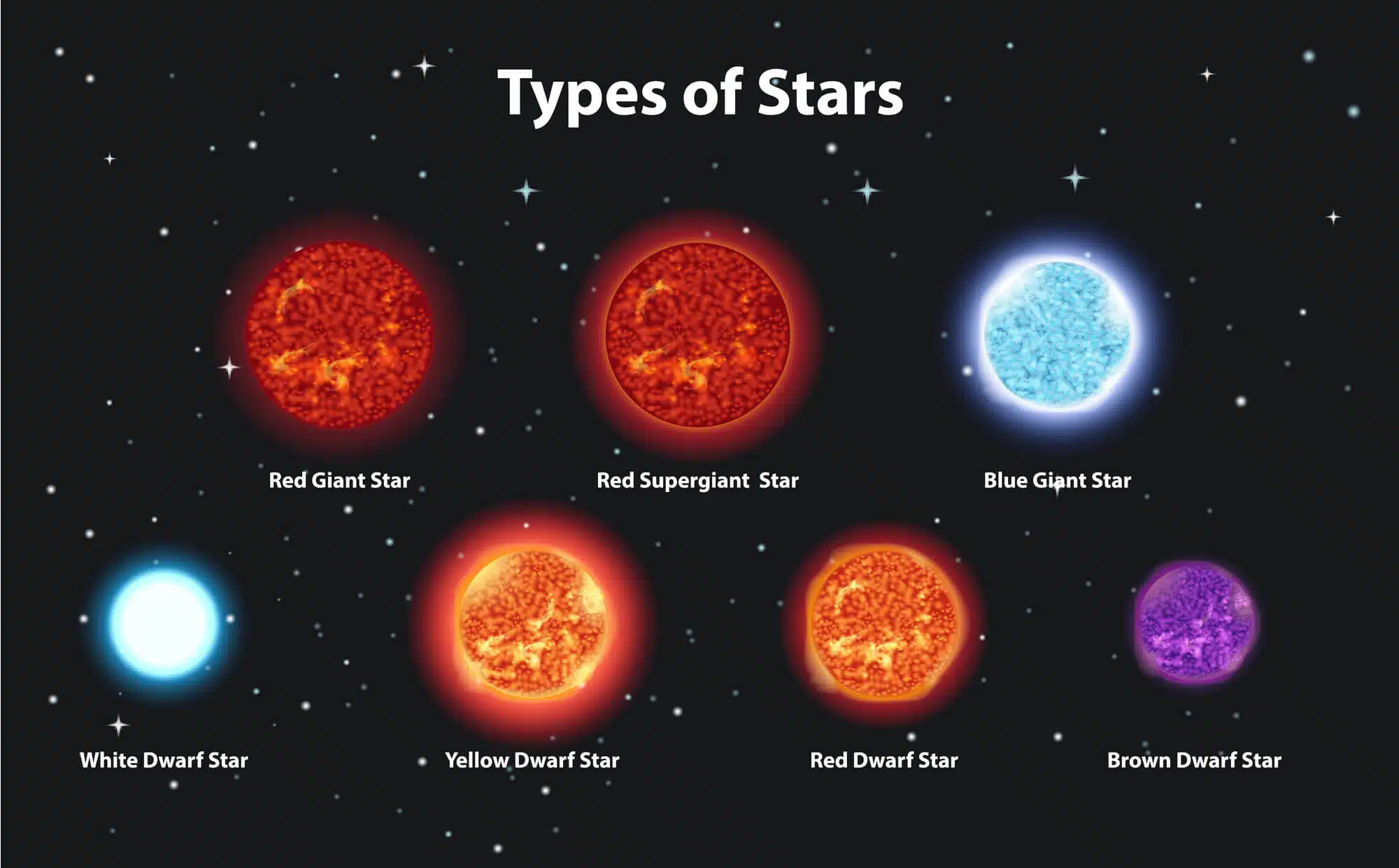 סוגים שונים של כוכבים.  <a href="https://depositphotos.com. ">המחשה: depositphotos.com</a>
