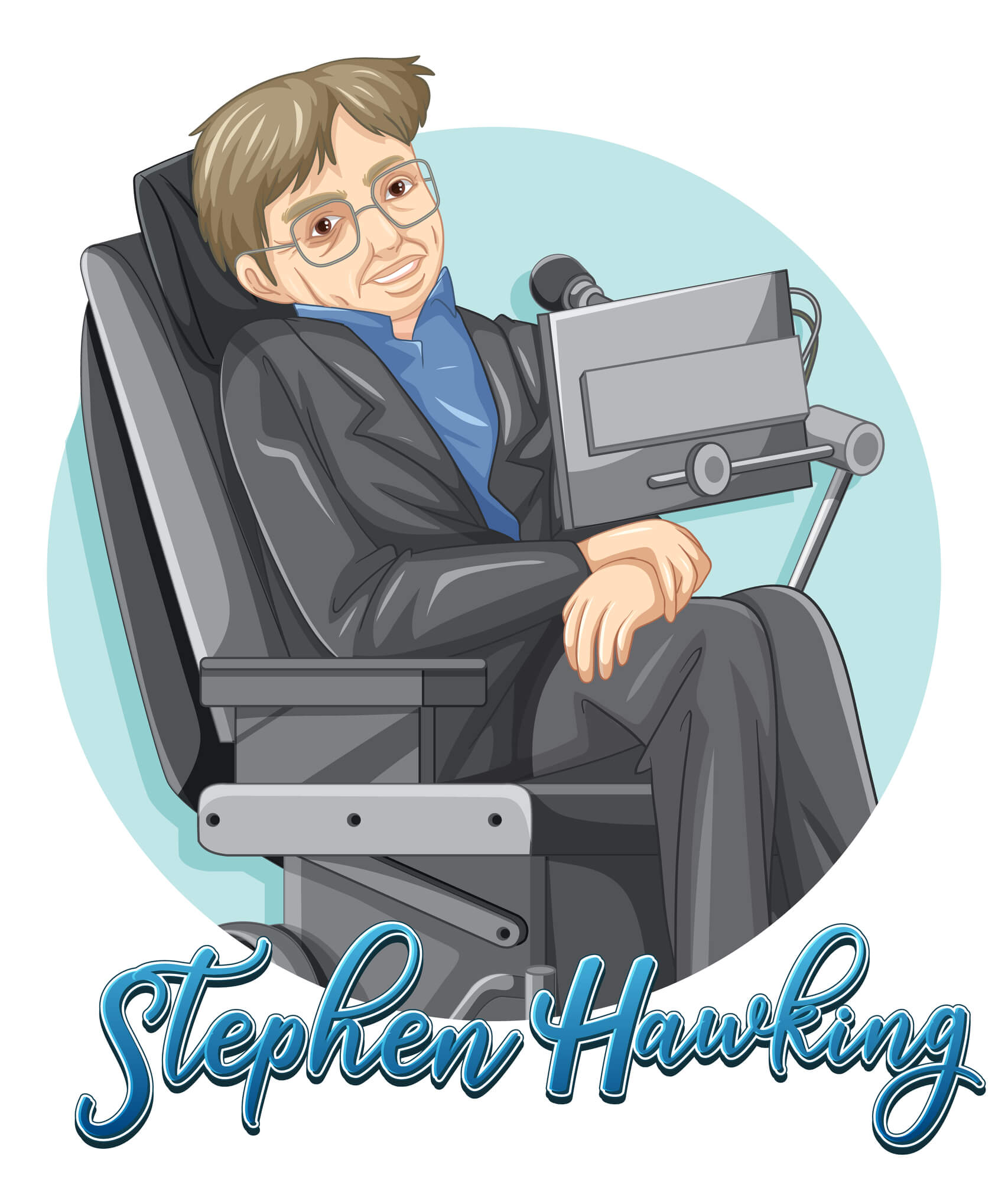 Prof. Stephen Hawking and the computer he used for his mouth. Illustration: depositphotos.com