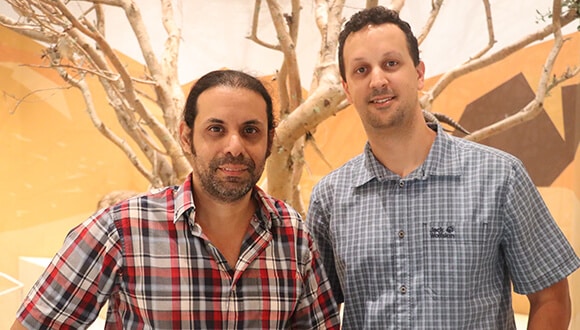 From right to left: PhD student Gavin Stark and Dr. Ofir Levy