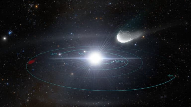 This figure illustrates how an interstellar object is rapidly approaching our solar system. Ejected from its home planet system long ago, the object traveled through interstellar space for billions of years before passing briefly in our cosmic neighborhood. The Robin Observatory will reveal many of these unknown interstellar visitors.