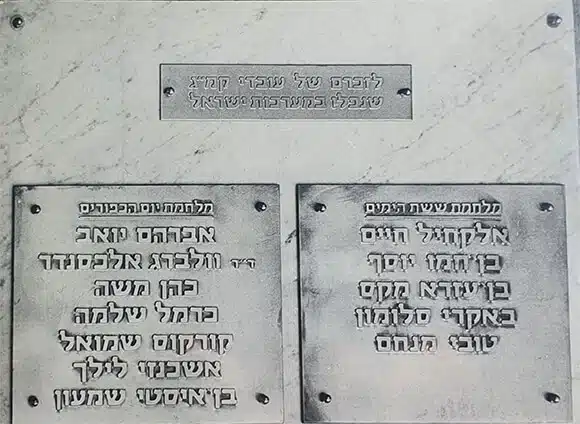 He didn't have time to work there for a long time. The memorial plaque in memory of the Keriya nuclear research workers who fell in Israel's systems Photo courtesy of the Wahlberg family
