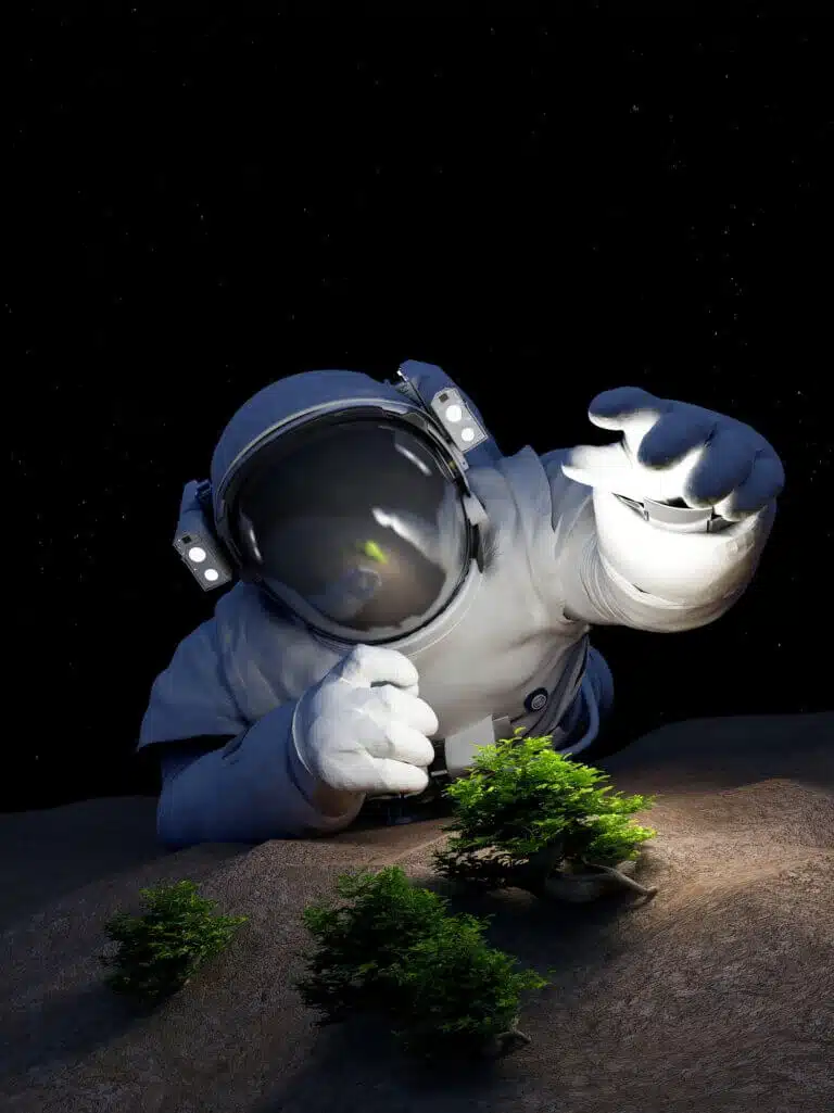 رائد فضاء يزرع نباتات على سطح القمر. الرسم التوضيحي: موقع Depositphotos.com