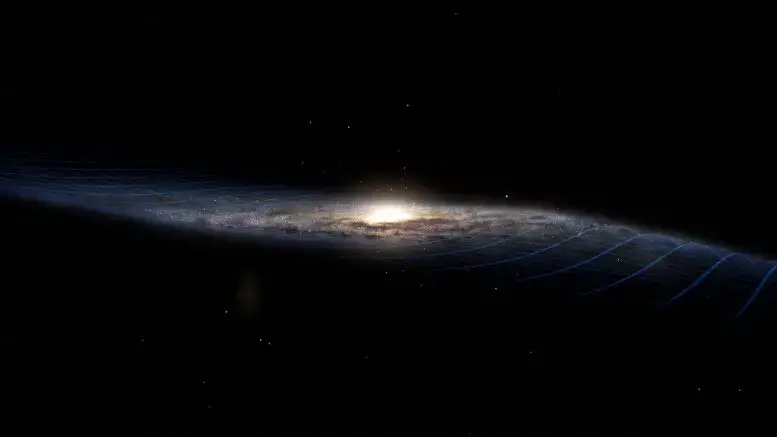 הדיסקה הגלקטית של שביל החלב מעוקמת ומתרחבת, בדומה לגלקסיה ESO שבתמונה הזאת. טלסקופ החלל האבל צילם את הגלקסיה הלא רגילה הזאת הנראית מקו השפה (edge-on), וחשף פרטים מדהימים של הדיסקה המעוקמת המאובקת שלה והראה איך גלקסיות מתנגשות גורמות ליצירת כוכבים חדשים. זרועות האבק והספירליות של גלקסיות ספירליות רגילות, כמו שביל החלב שלנו, נראות שטוחות כשרואים אותן מקו השפה. קרדיט: NASA/Space Telescope Science Institute