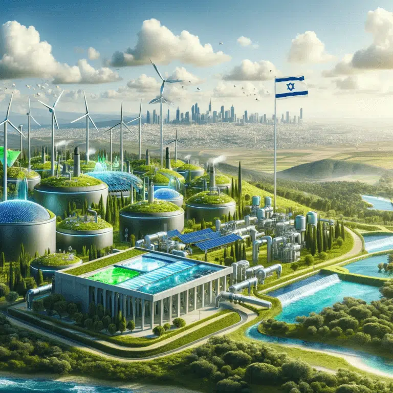 صناعة الحلول البيئية في إسرائيل. الصورة تم إعدادها باستخدام الذكاء الاصطناعي وليست صورة علمية
