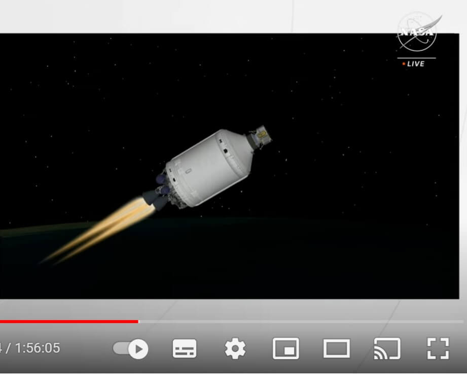 Lunar lander Peregrine inside the upper stage of the Vulcan launcher. Simulation during the launch according to real data. NASA photo