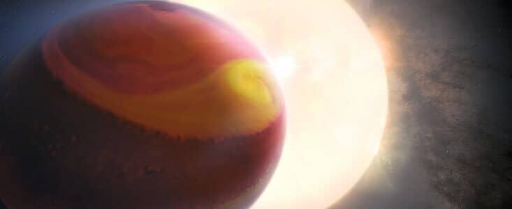 Artist's rendering of the planet WASP-121 b showing distinct climate patterns. Image: NASA/ESA