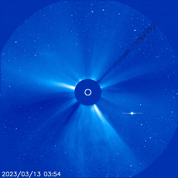 NASA/ESA's Solar and Heliospheric Observatory (SOHO) captured this video of the coronal mass ejection on March 13, 2023. Credit: NASA/ESA/SOHO
